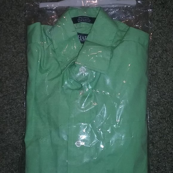 CHAPS BOYS LIGHT GREEN BUTTON UP DRESS SHIRT (8) - Picture 7 of 8